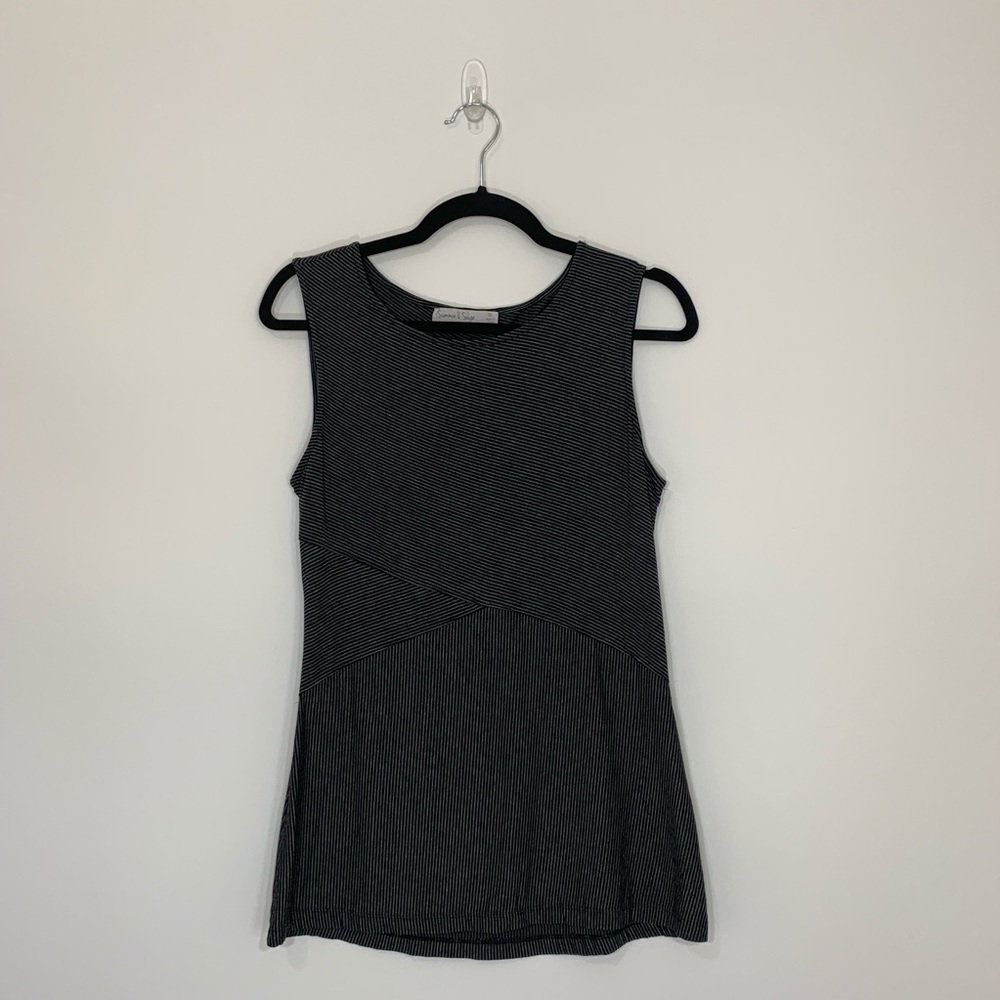 Summer And Sage Black And Gray Stripped Top
